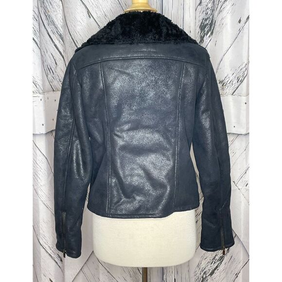 EXPRESS faux suede motorcycle jacket fleece lining M - Picture 7 of 8